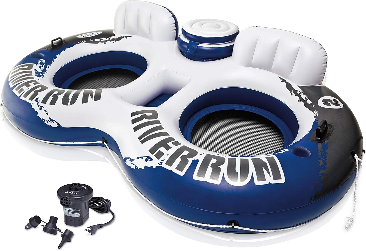 Amazon Intex River Run II 2person水チューブFloat w /クーラー& Quick Fillエアポンプ