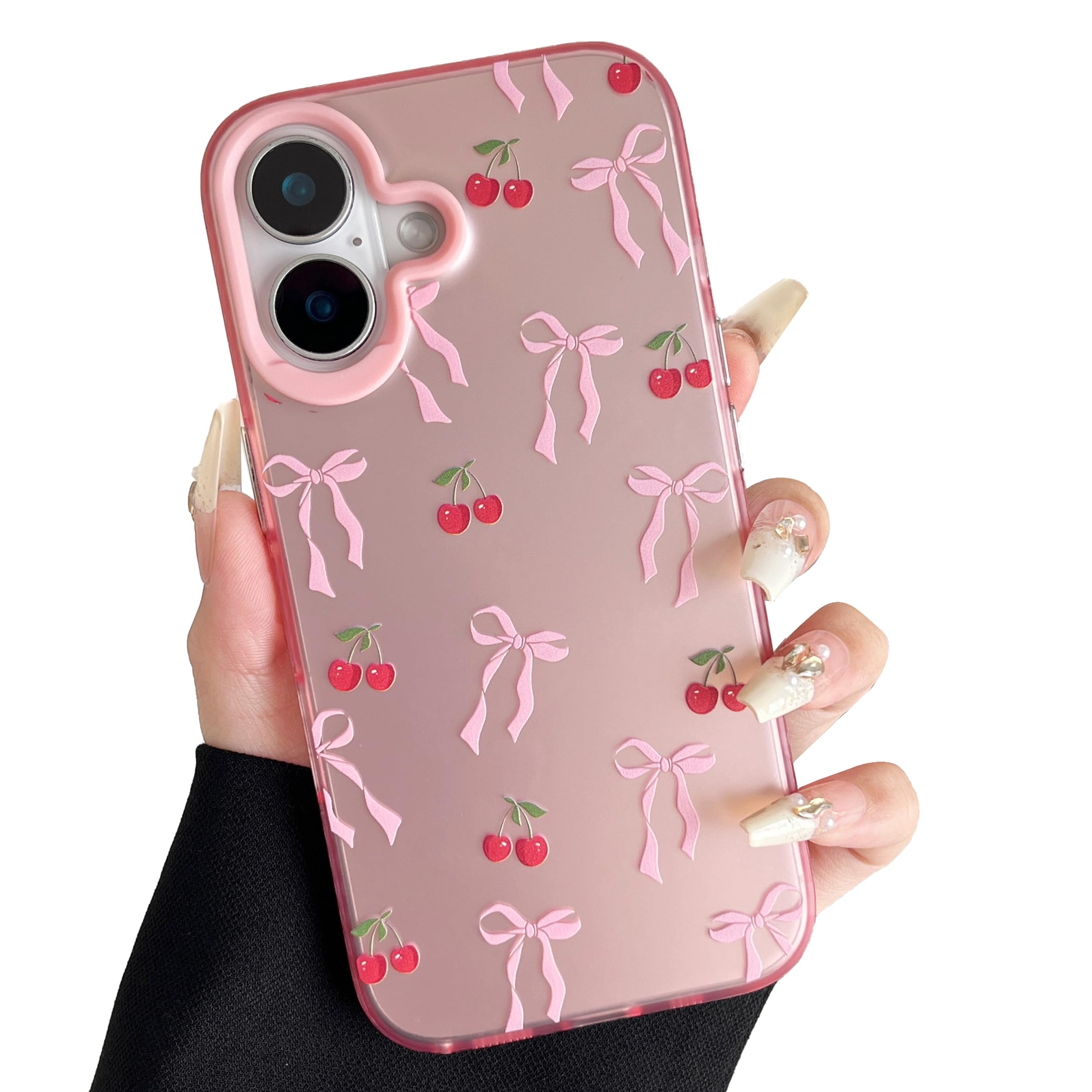 Amazon.co.jp: ZTOFERA iPhone 16 用ピンクのケース おしゃれ 蝶々結び