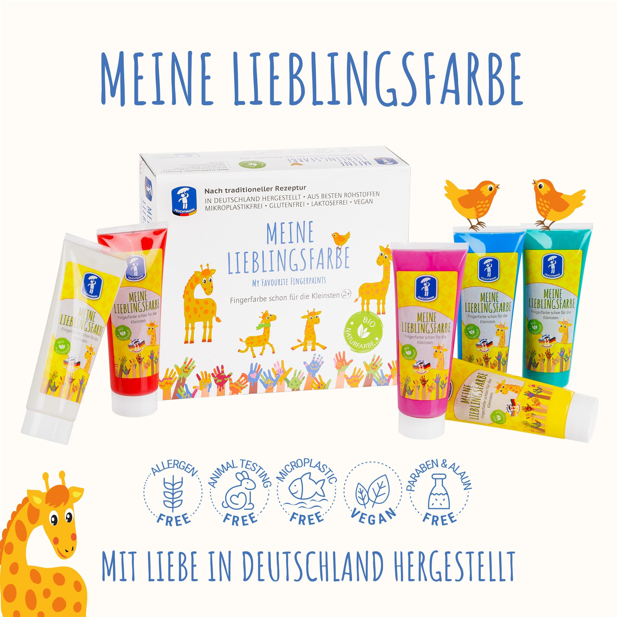 Pool & Boot Feuchtmann 633.0651 – Meine Lieblingsfarbe 6 Tubes de 75 g chacun de 75 g de couleur naturelle bio Idéal pour la maternelle, la crèche, l'école et le hort pour les jeux créatifs