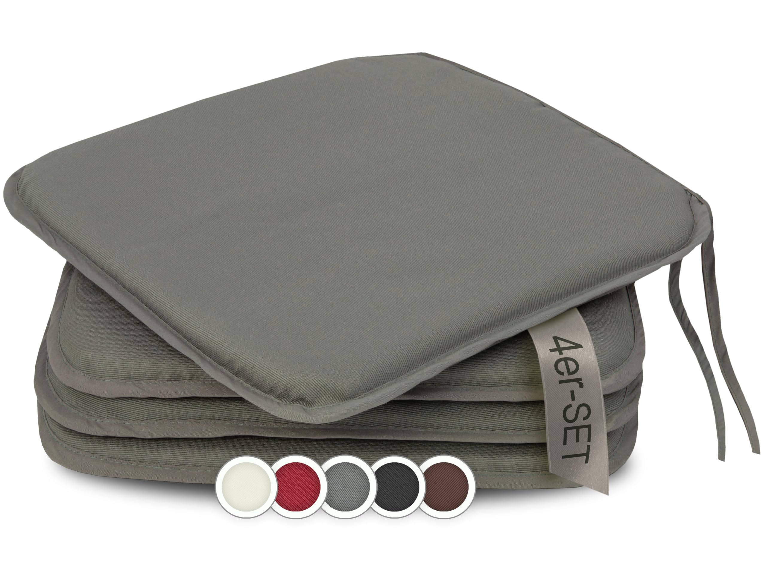 ZOLLNER Sitzkissen Set 4er 38x38 cm, grau