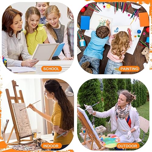 Miniatura 7 de Ireer 24 lienzos estirados a granel, lienzos blancos de 12 x 16 pulgadas para pintar, tableros de lona de algodón en blanco para niños, paneles de