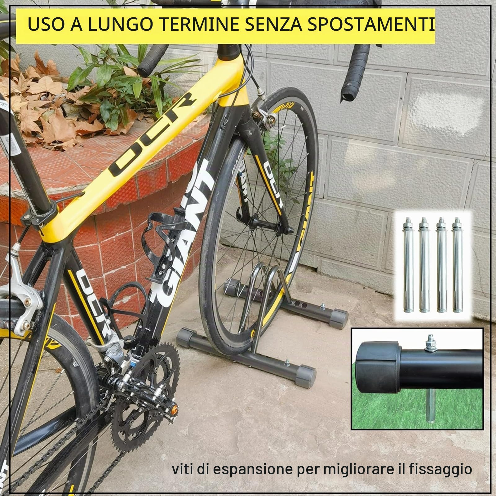 Supporto per parcheggio per bicicletta da pavimento e da parete, supporto per bicicletta, autoportante