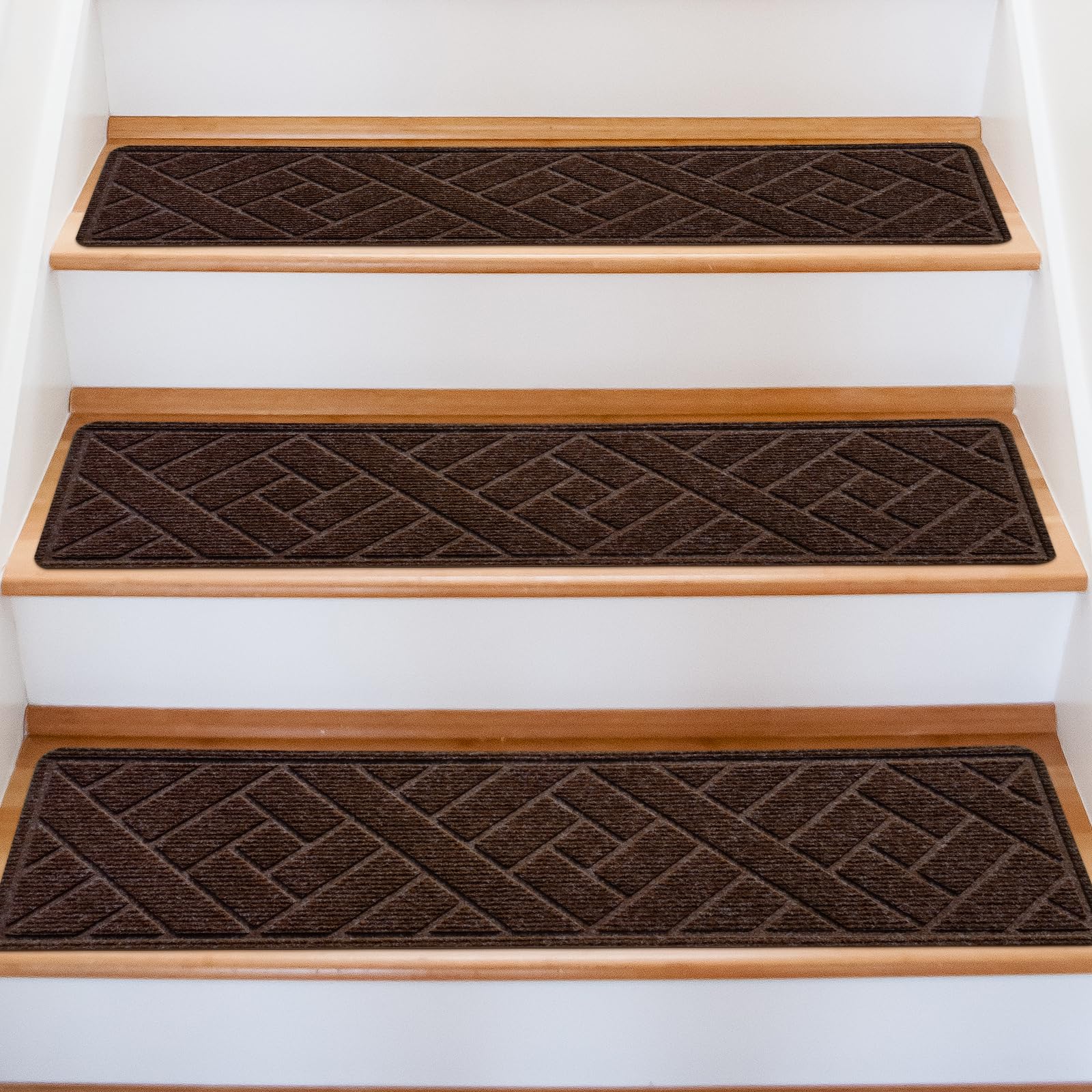 OXKVPVF 15 Pack 8 "X 30" Non-Slip Carpet Stair Treads for Indoor Wooden Steps, Made of Polyester and Reusable Adhesive, Suitable for Kids Elders and