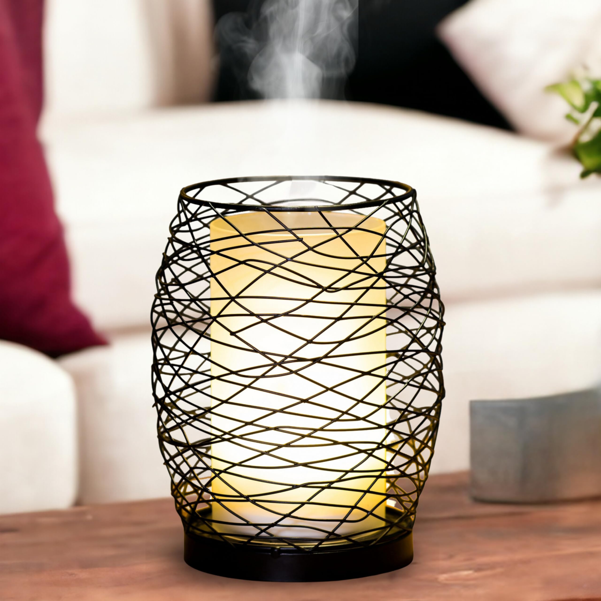Zen’Arôme Diffuseur d’Huile Essentielle Volupsia – Diffuseur Ultrasonique Aromathérapie à Froid - Diffuseur Électrique Parfum Maison avec Télécommande - Éclairage LED Effet Bougie – en Métal et Verre