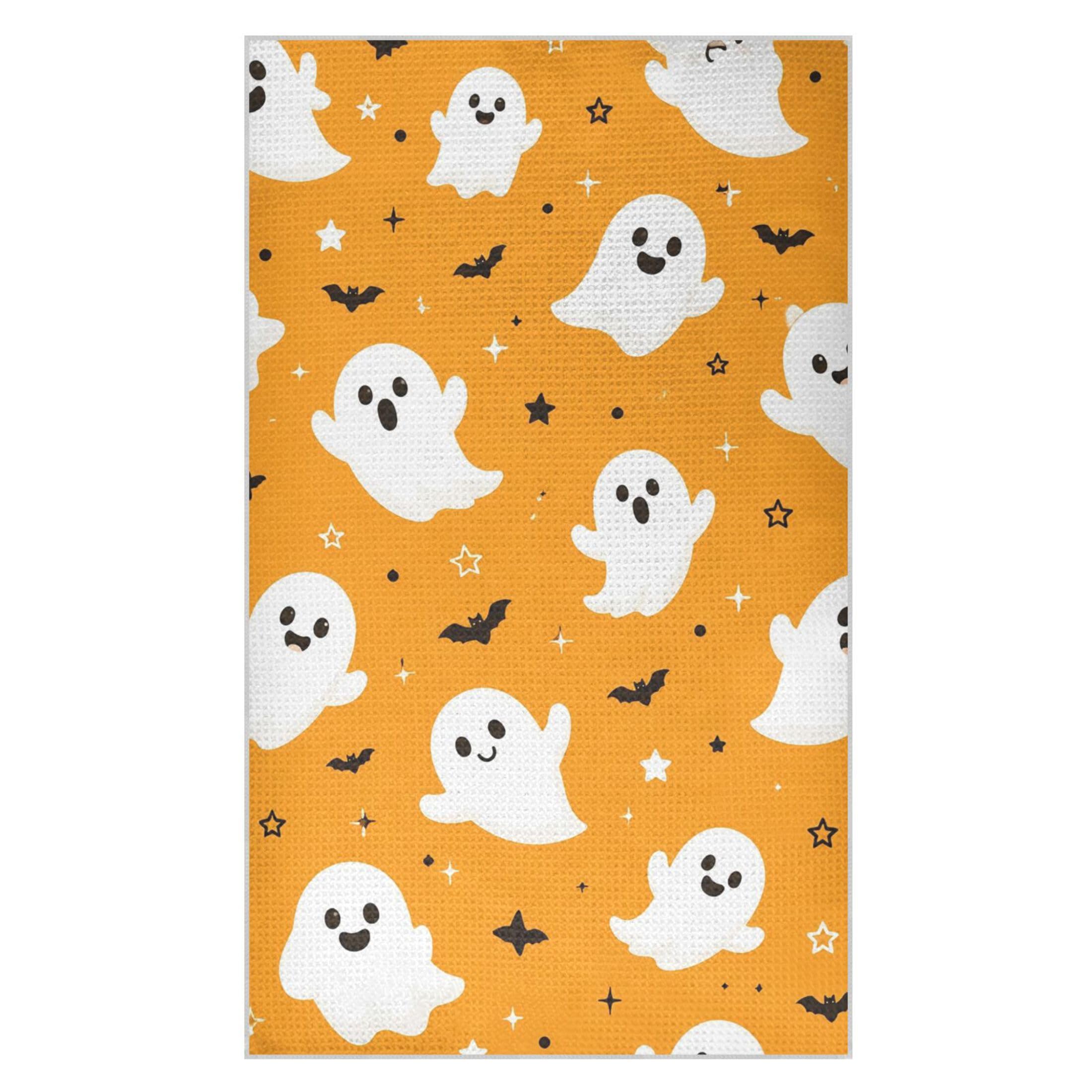 Kutsu Ghosts Waffle Weave Kitchen Towels Absorbent Quick Drying Dish Towels for Kitchen, Decorative Tea Towel, 18x30 in