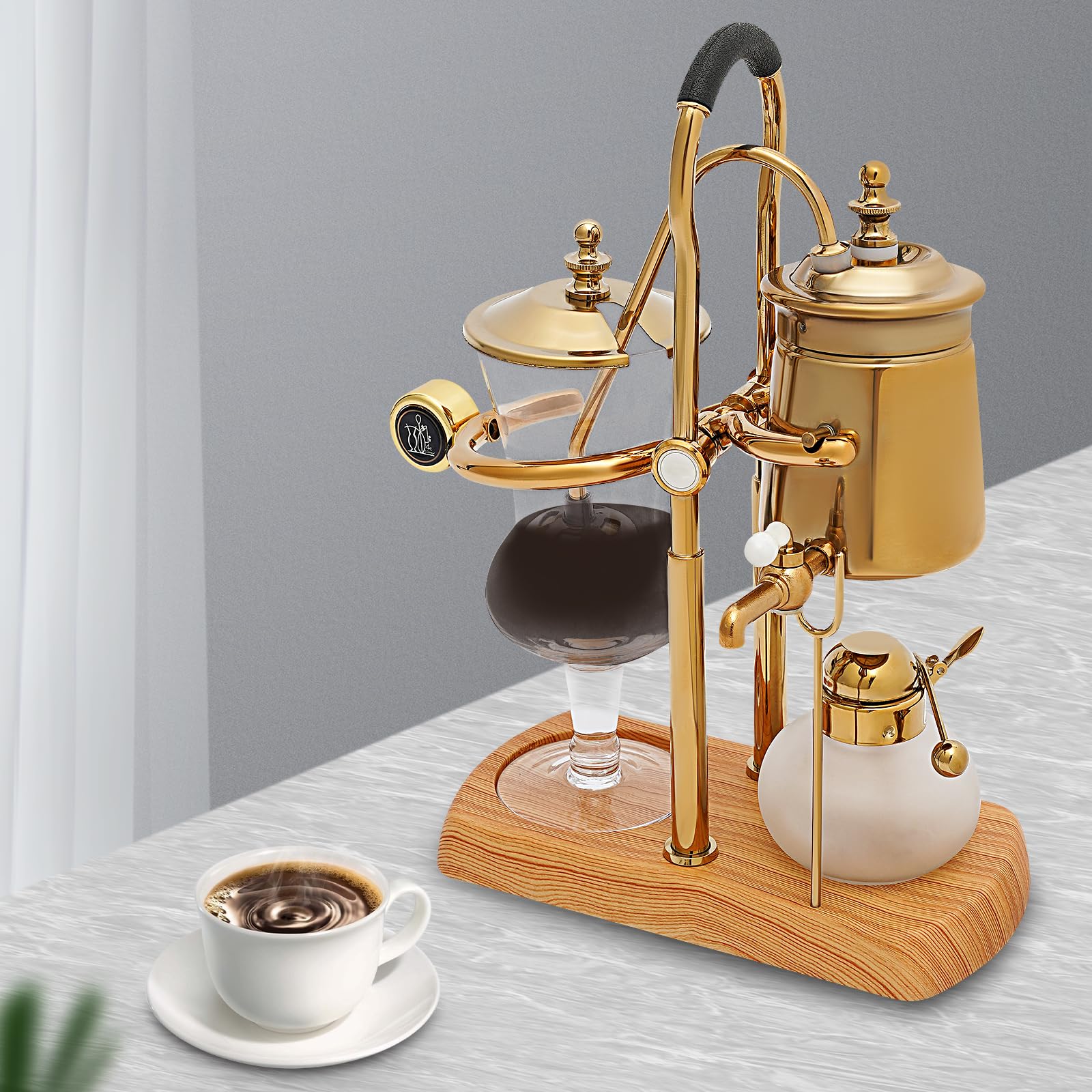 Luxuriöse Siphon Kaffeemaschine Vakuum Kaffeezubereiter Belgische Kaffeekanne Königliches Design mit Integriertem Filter für Perfekten Kaffeegenuss