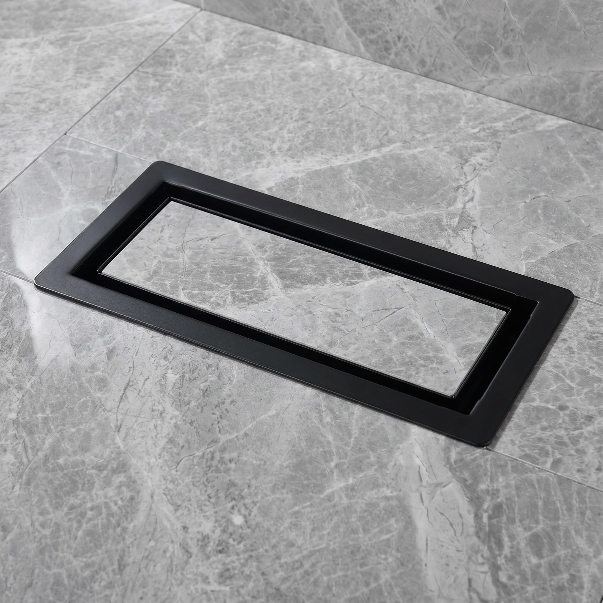 Registre Métallique 4x10 Noir Mat à Encastrer pour Sols