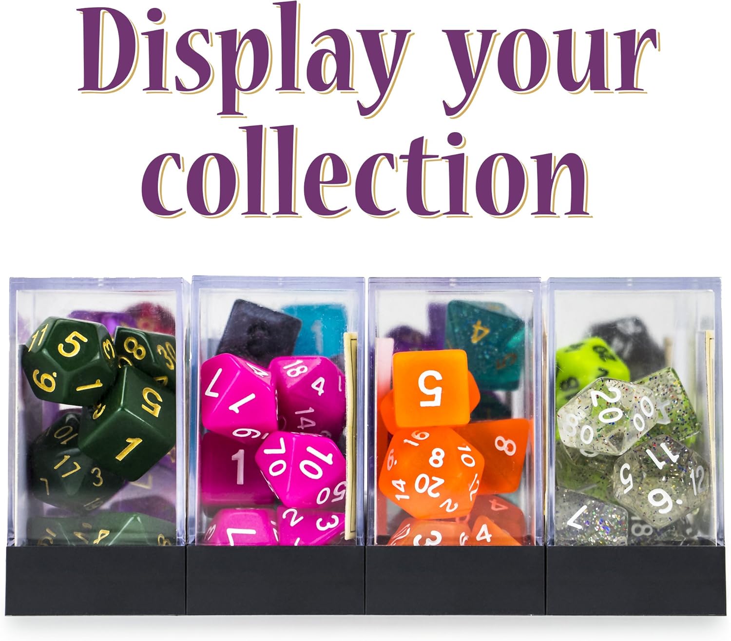 Wiz Dice Quicksilver Set of 7 Polyhedral Dice, Pearlescent Mercury Silver RPG Dice with Clear Display Box