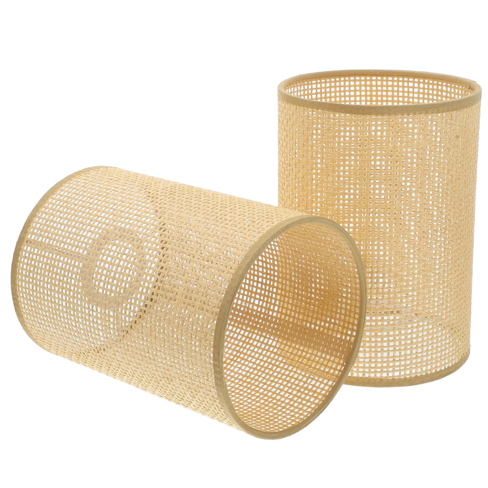 Cubierta de lámpara colgante para lámpara colgante, 2 piezas de ratán tejido de ratán, cubierta de luz cilíndrica, pantalla rústica bohemia para lámpara de mesa, lámpara de mesa para decoración