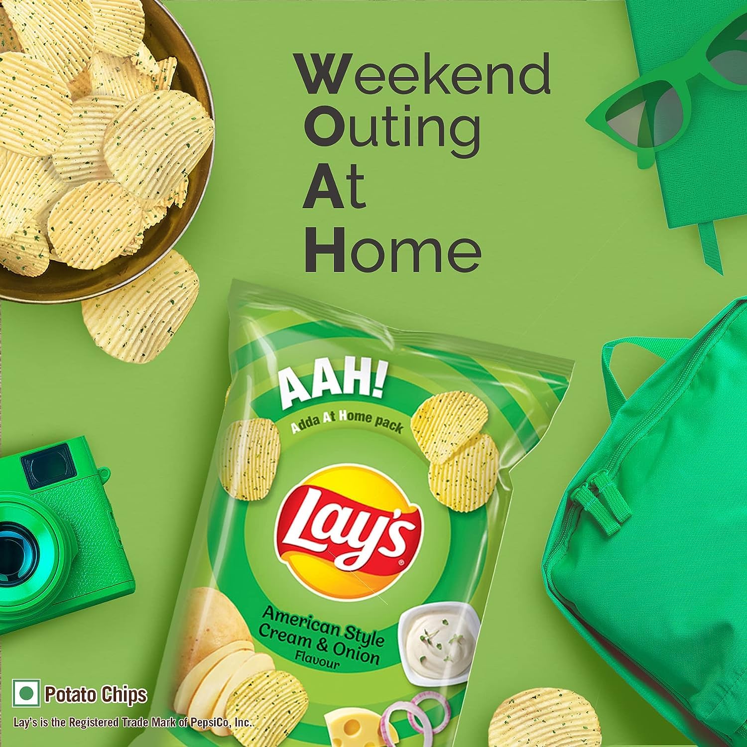 Lay's Potato Chips 48 Gram, American Style Cream & Onion Flavour, Crunchy Chips & Snacks (Weight May Vary) - Image 3 thumbnail