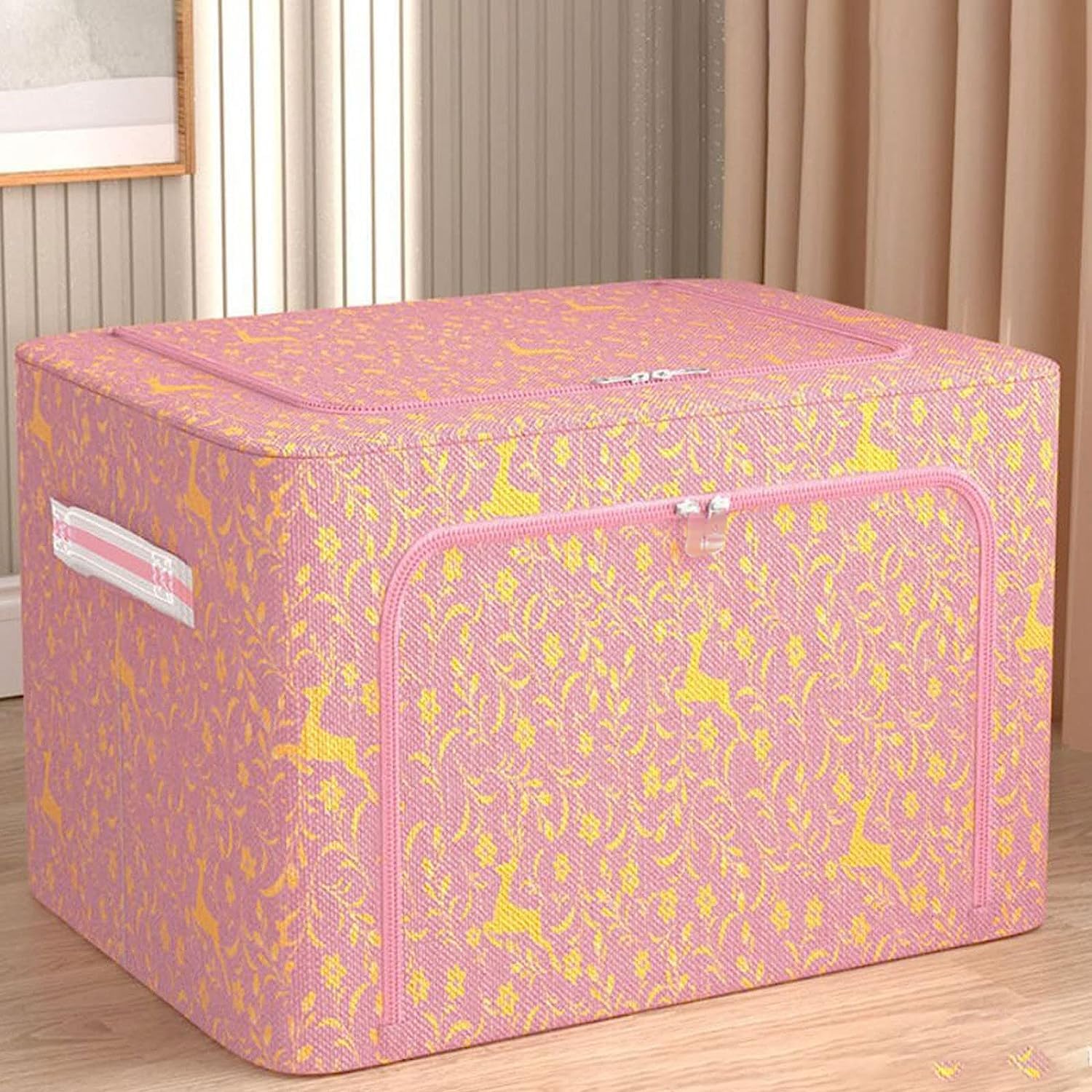 Torba do Przechowywania, Składane Organizery Na Ubrania Z Uchwytem Do Przechowywania Pojemnika Na Pościel Poduszka Kołder Przechowywania Ubrań, Koców(Pink,100L)