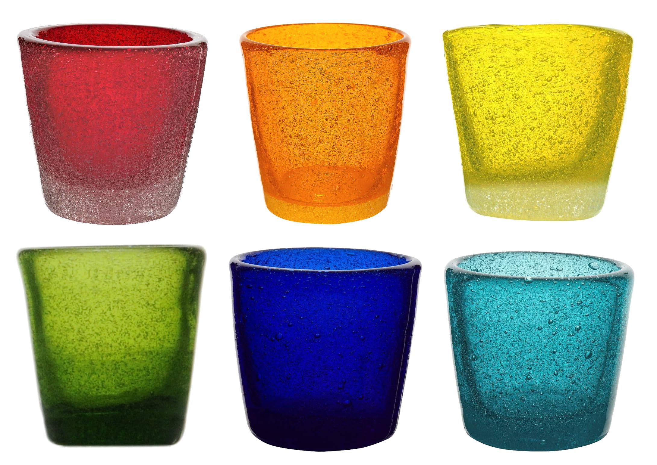 Memento Lot de 6 verres shot/liqueur, Ø 6 x H5,5 cm – en pâte de verre 60cc (Multicolor), MM4SH