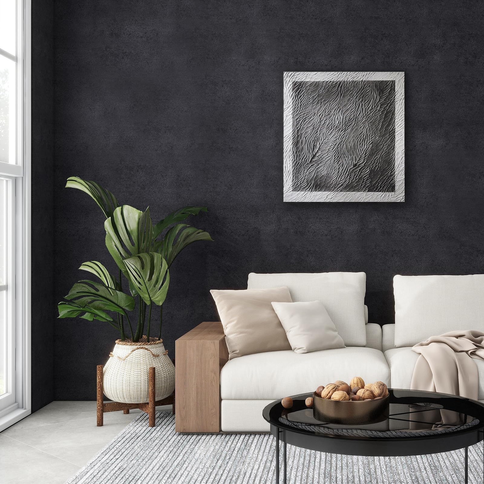 Black Grey Concrete Wallpaper Peel and Stick Wallpaper Contact Paper 3D