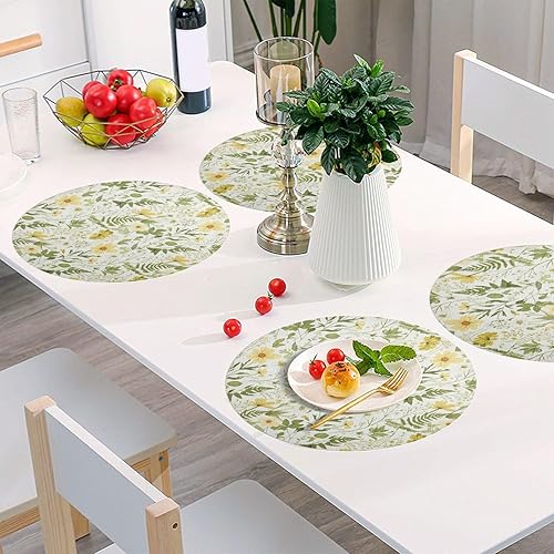 Miniatura 6 de Yellow White Wildflowers Place Mat, Washable Heat Place Mat for Kitchen one sizex6