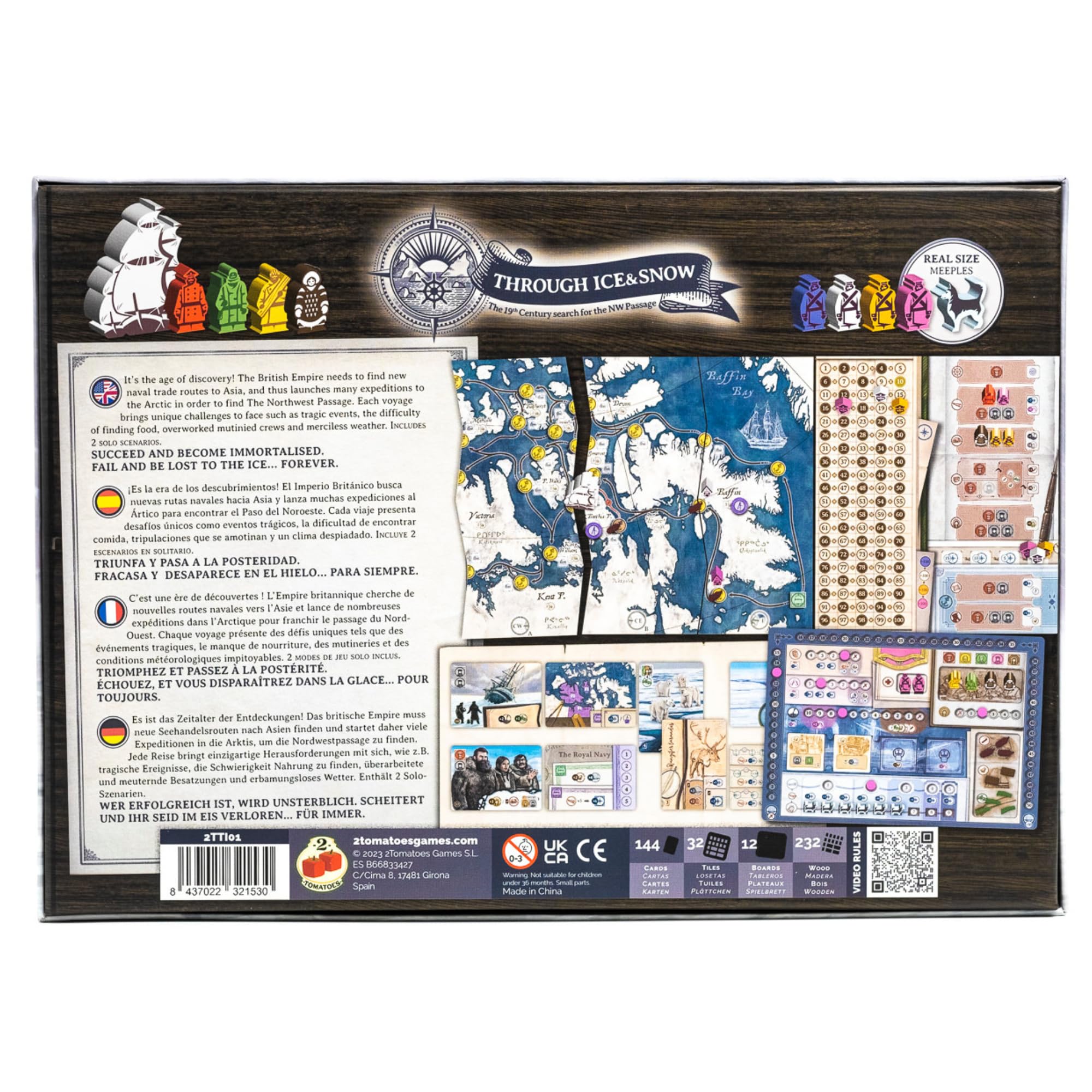 2Tomatoes Games | Through Ice and Snow | Juego de Mesa de Exploración en el Ártico | Estrategia y Aventura | 1-4 Jugadores | +14 | Español, Alemán, Inglés y Francés | Histórico, Lugares, Marítimo