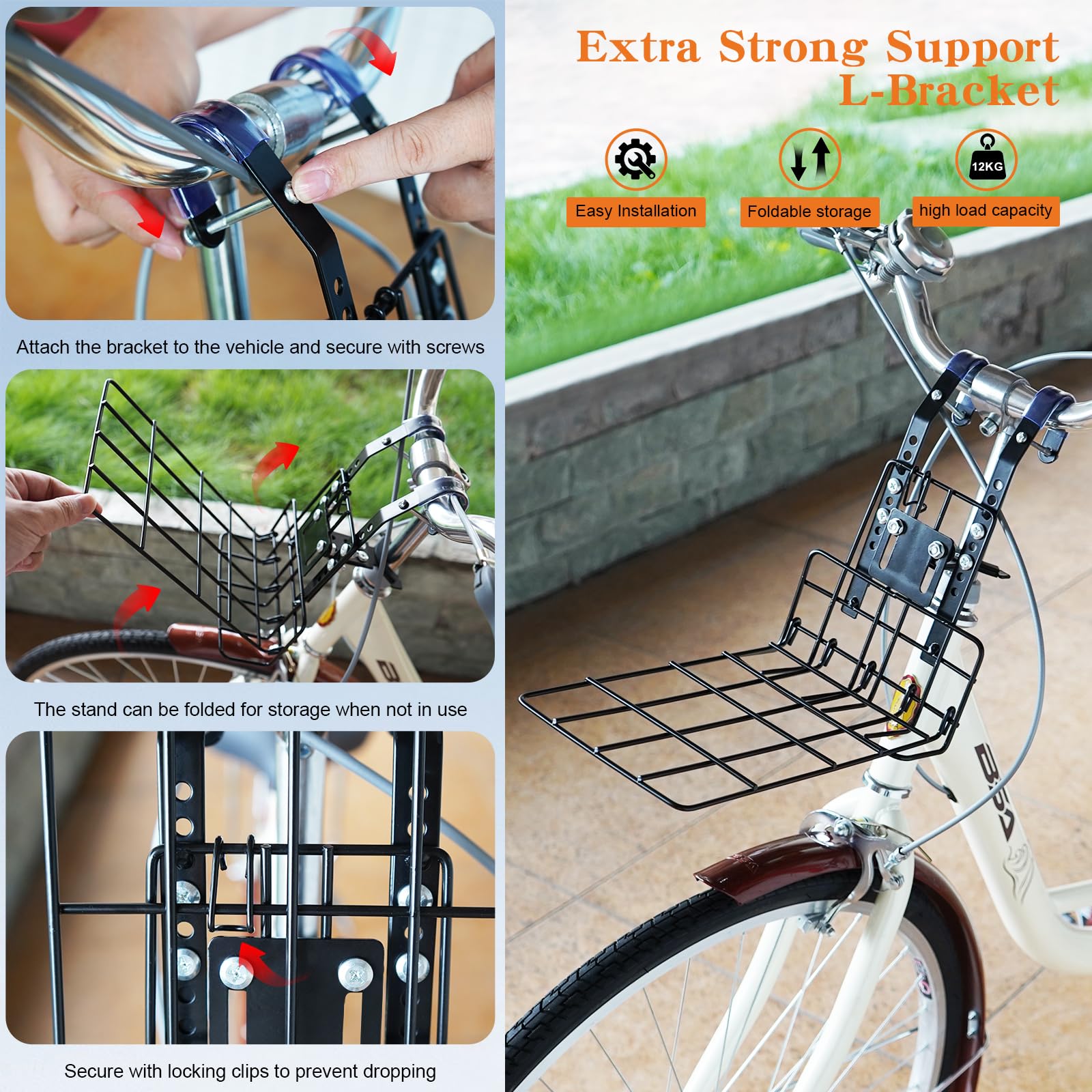 Eiito Cesta de bicicleta delantera patentada para perro | Cesta segura hasta 6 kg, también mochila y bolsa de coche