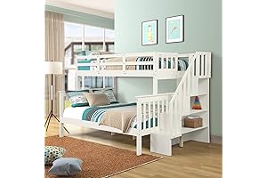 Twin Over Twin Bunk Bed with Stairs and Storage Organizer