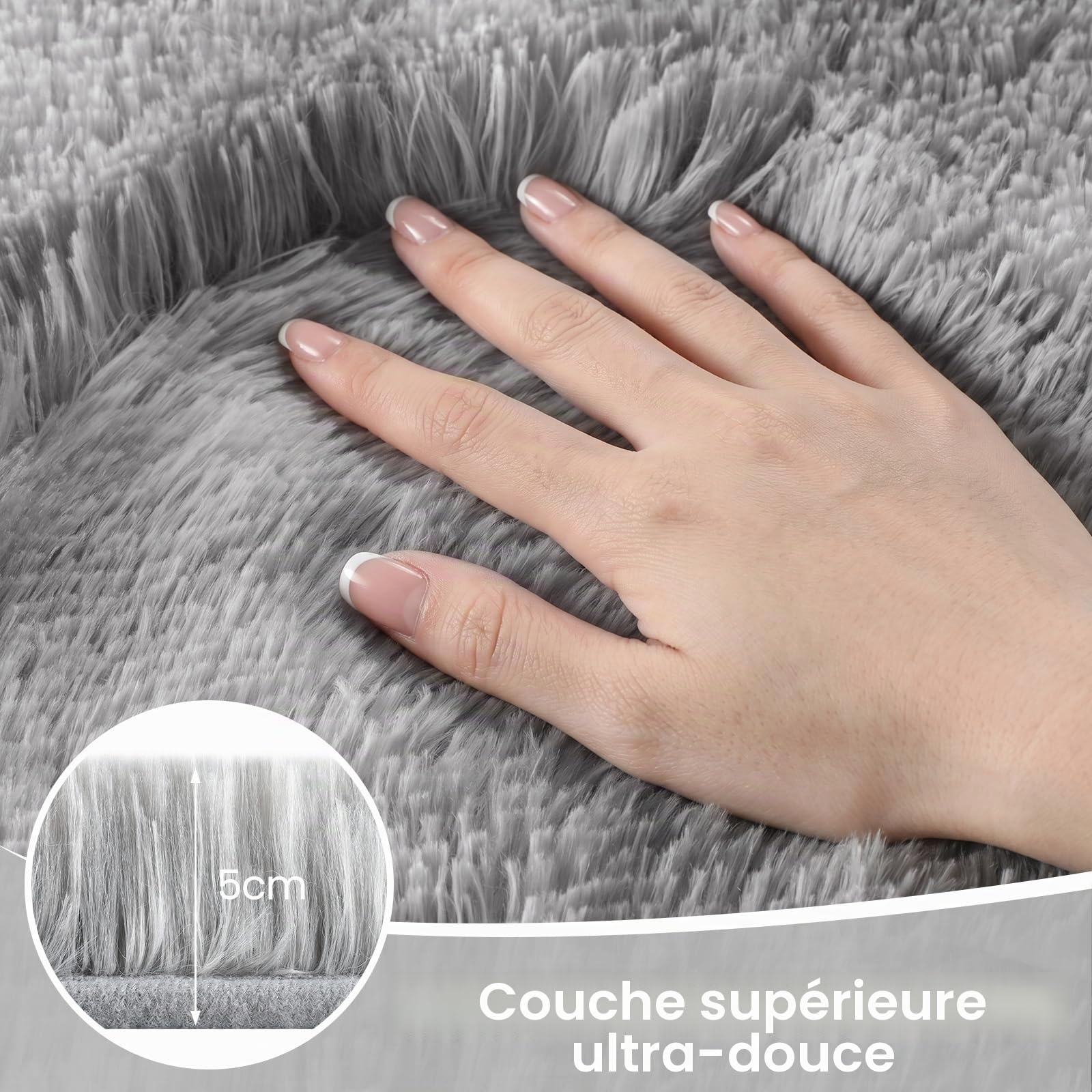 Sour Lemon Tapis de Salon, à Poils Longs, Tapis Chambre Gris, 160 x 230 cm, antidérapant, Extra Large, Moelleux et Moderne, pour Chambre à Coucher, Chambre d'enfant