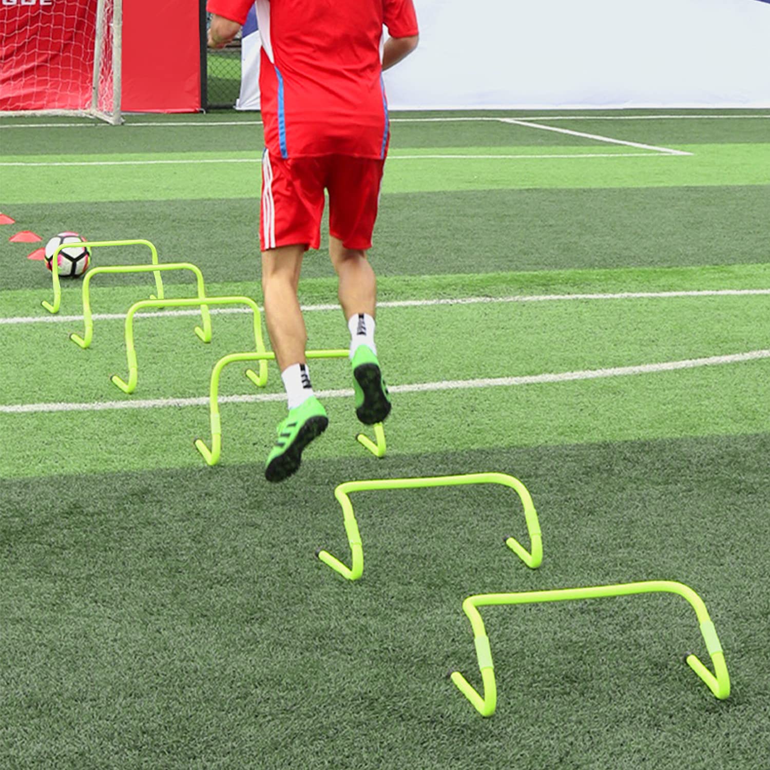 LZQ Lot de 6 obstacles de coordination - Hauteur réglable - Pour entraînement de football