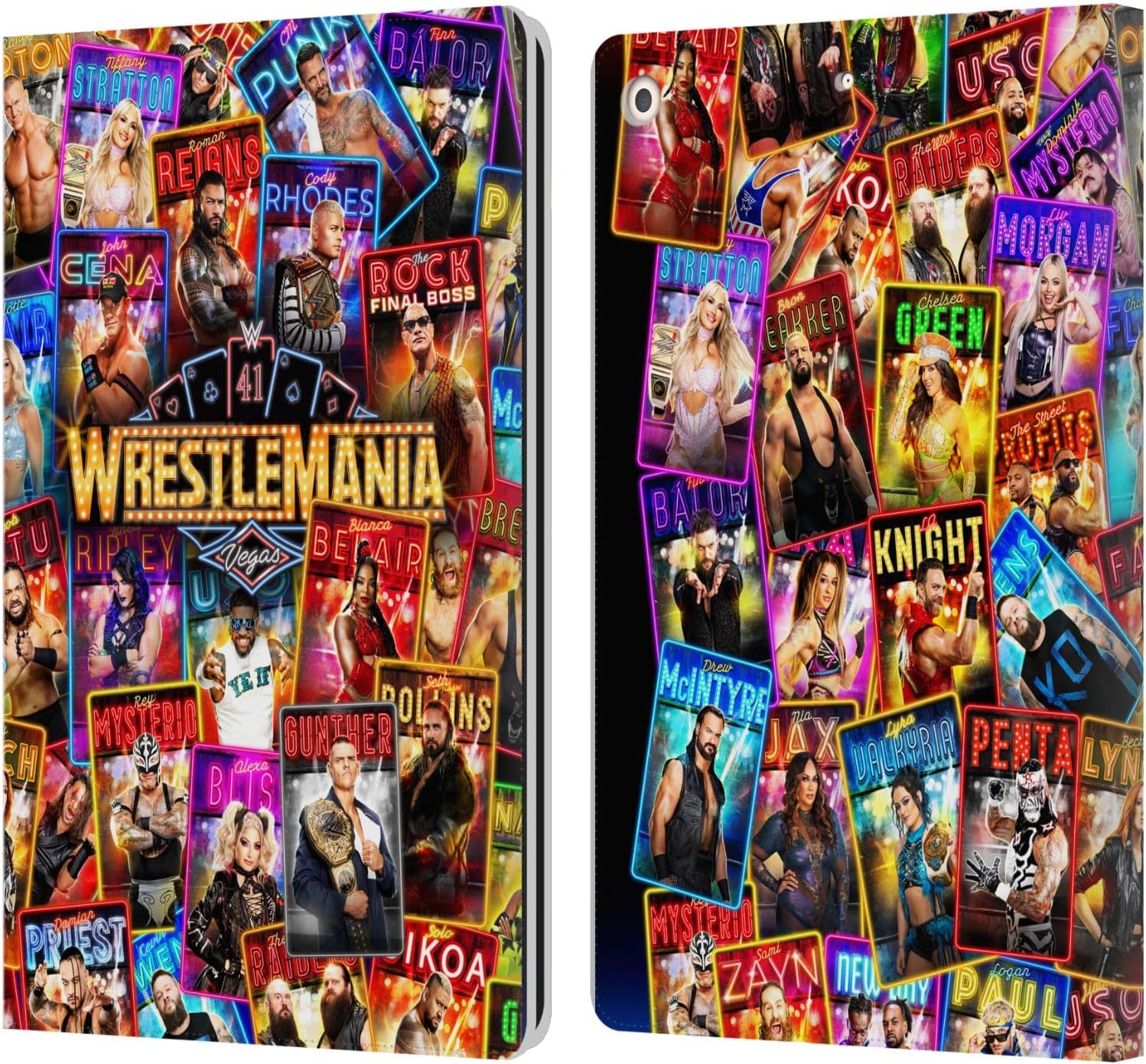 Head Case Designs Officially Licensed WWE Key Art Poster Wrestlemania 41 Leather Wallet Case Compatible with Apple iPad 10.2 2019/2020/2021