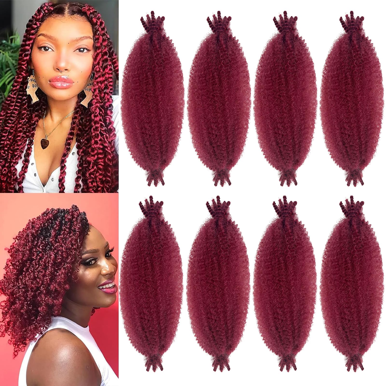 Marley Twist Braiding Hair, Pre-Separated Springy Afro Twist Hair Kinky Twist Crochet Hair Braids for Distressed Soft Locs Spring Twist Hair for Women