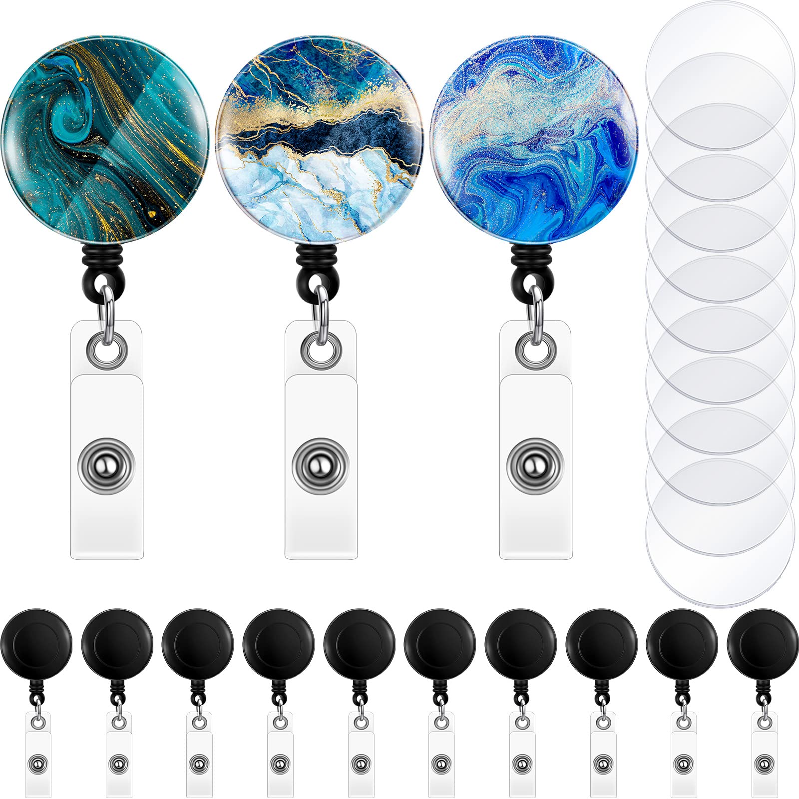 Buy 10 Pieces Retractable ID Name Badge Holder Reels with Swivel Clips