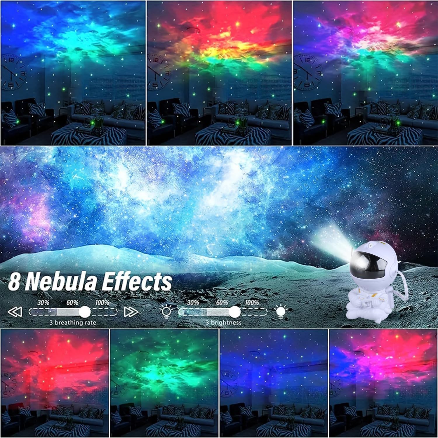MIXES Projecteur de galaxie astronaute, veilleuse nébuleuse avec minuterie et télécommande, cadeau pour enfants, décoration de chambre, projecteur de lumière spatiale pour chambre d'enfants (guitare