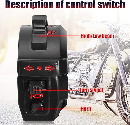 Miniatura 8 de Control universal Función de bocina de señal de giro Luz principal Luz baja Interruptor izquierdo para manillar de 7/8 pulgadas 0.866 in motocicleta