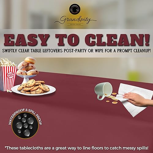Miniatura 3 de Mantel de plástico de alta calidad - 54in. x 108 pulgadas. Grandipity - Mantel rectangular (6 y 12 unidades), Burgundy