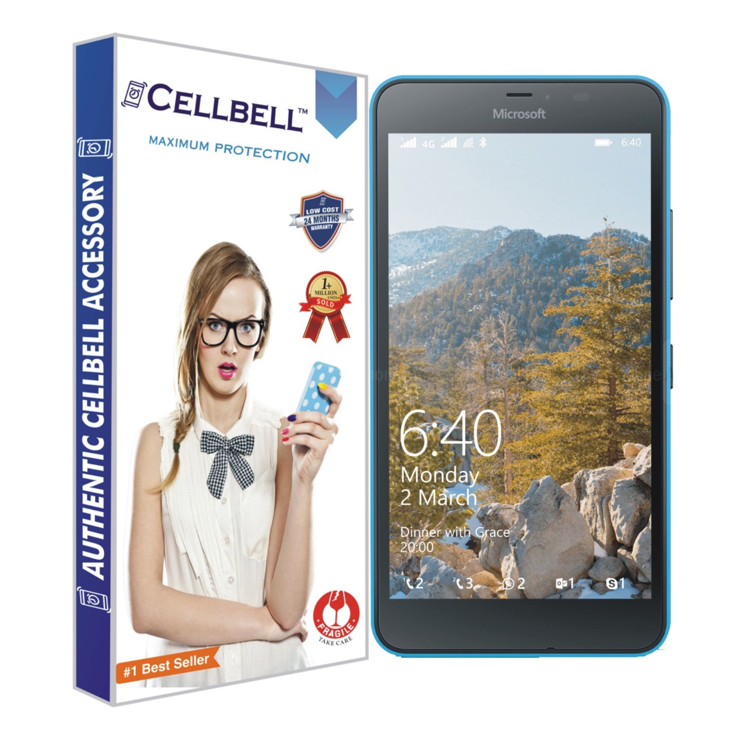 Shatterproof, Glossy-Finish Screen Protector for Nokia Lumia 640 XL - Transparent