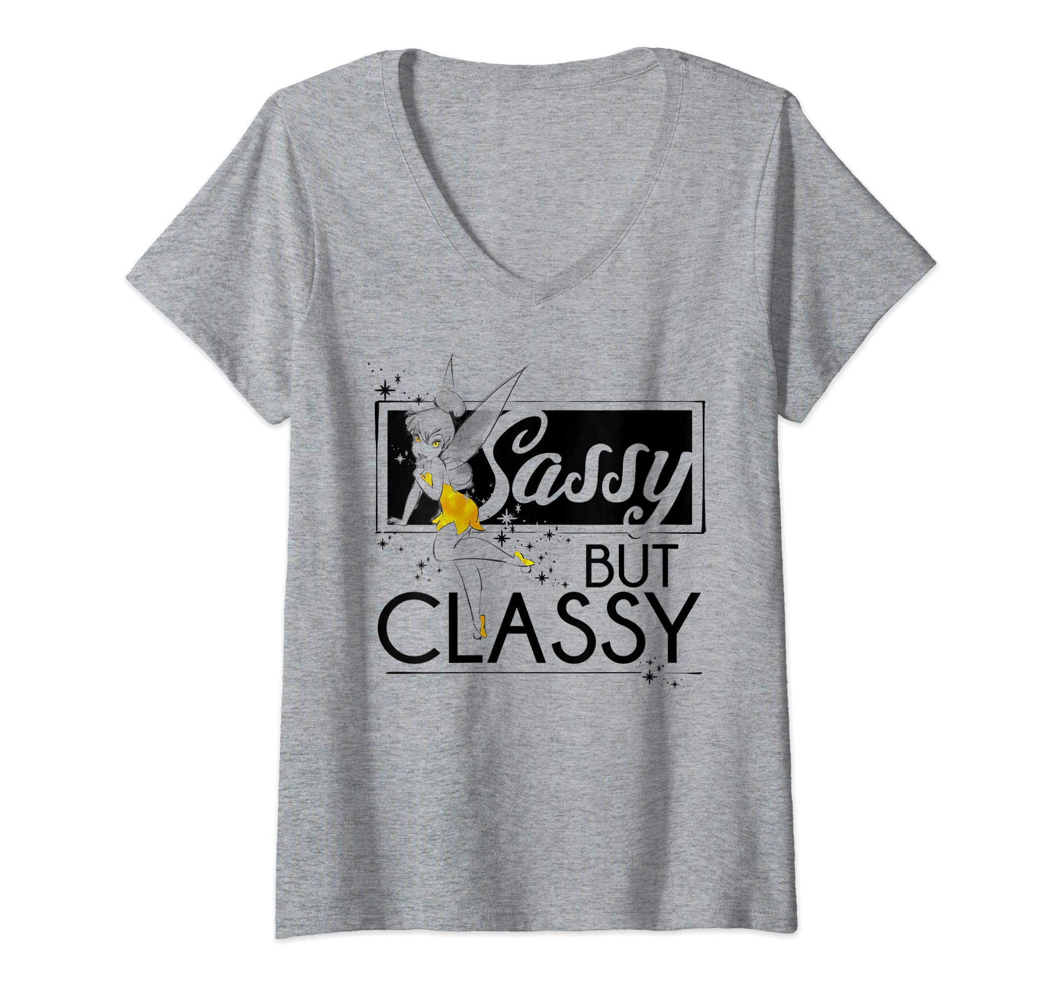 DisneyWomens Disney Peter Pan Tinker Bell Sassy But Classy V-Neck T-Shirt