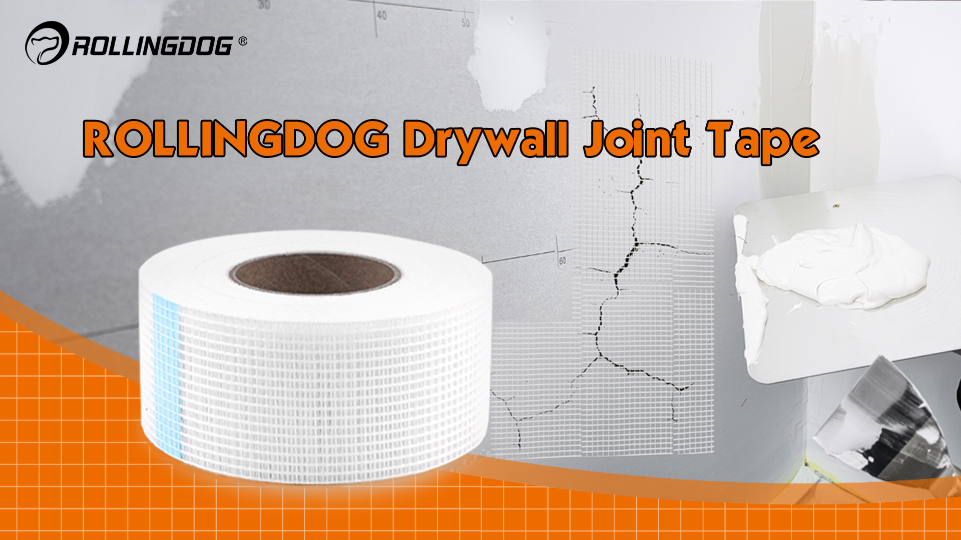 Image of ROLLINGDOG Fiberglass Drywall Joint Tape | 2in x147 ft Self-Adhesive Mesh Tape, Drywall Repair Tape for Wall, Ceiling, Plaster, Sheetrock Crack and Seam Repair, 1 Roll