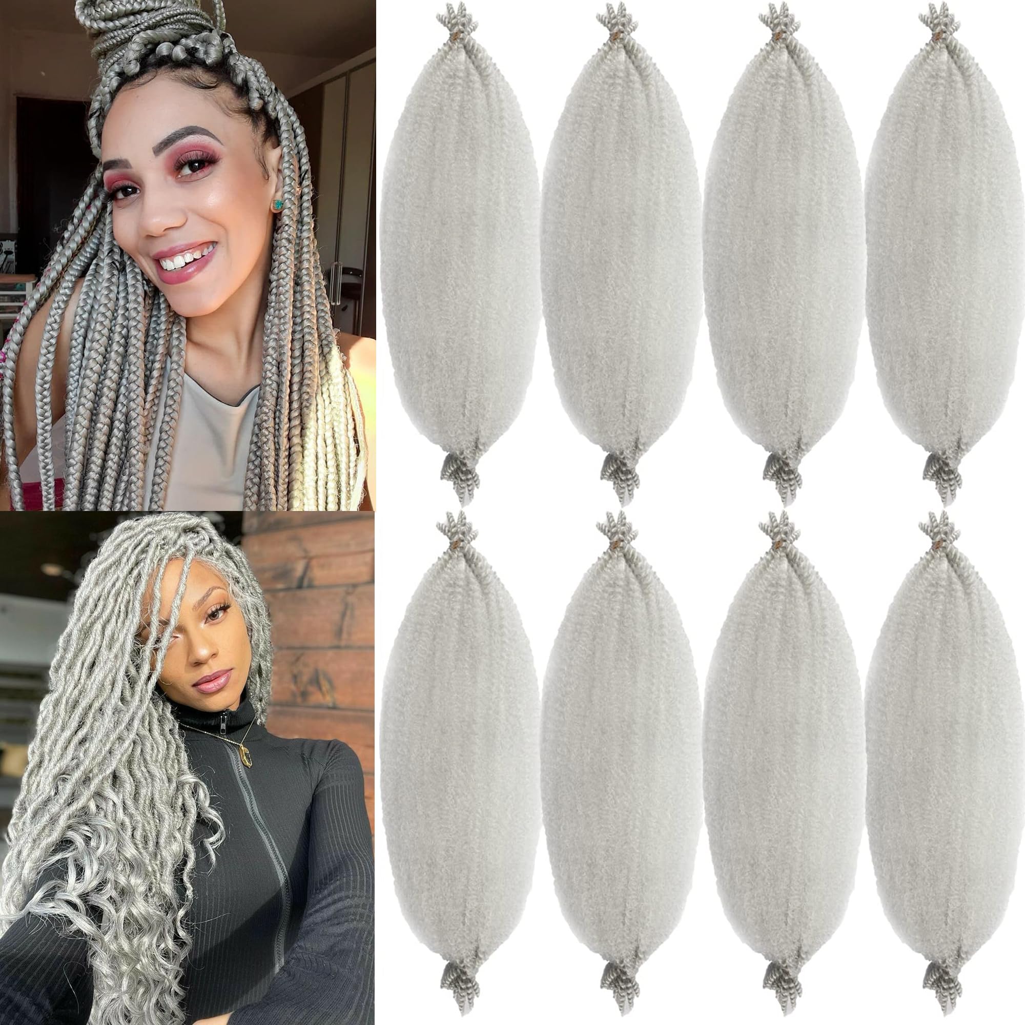 Amazon.com : Silver Marley Twist Braiding Hair 8 Packs Springy