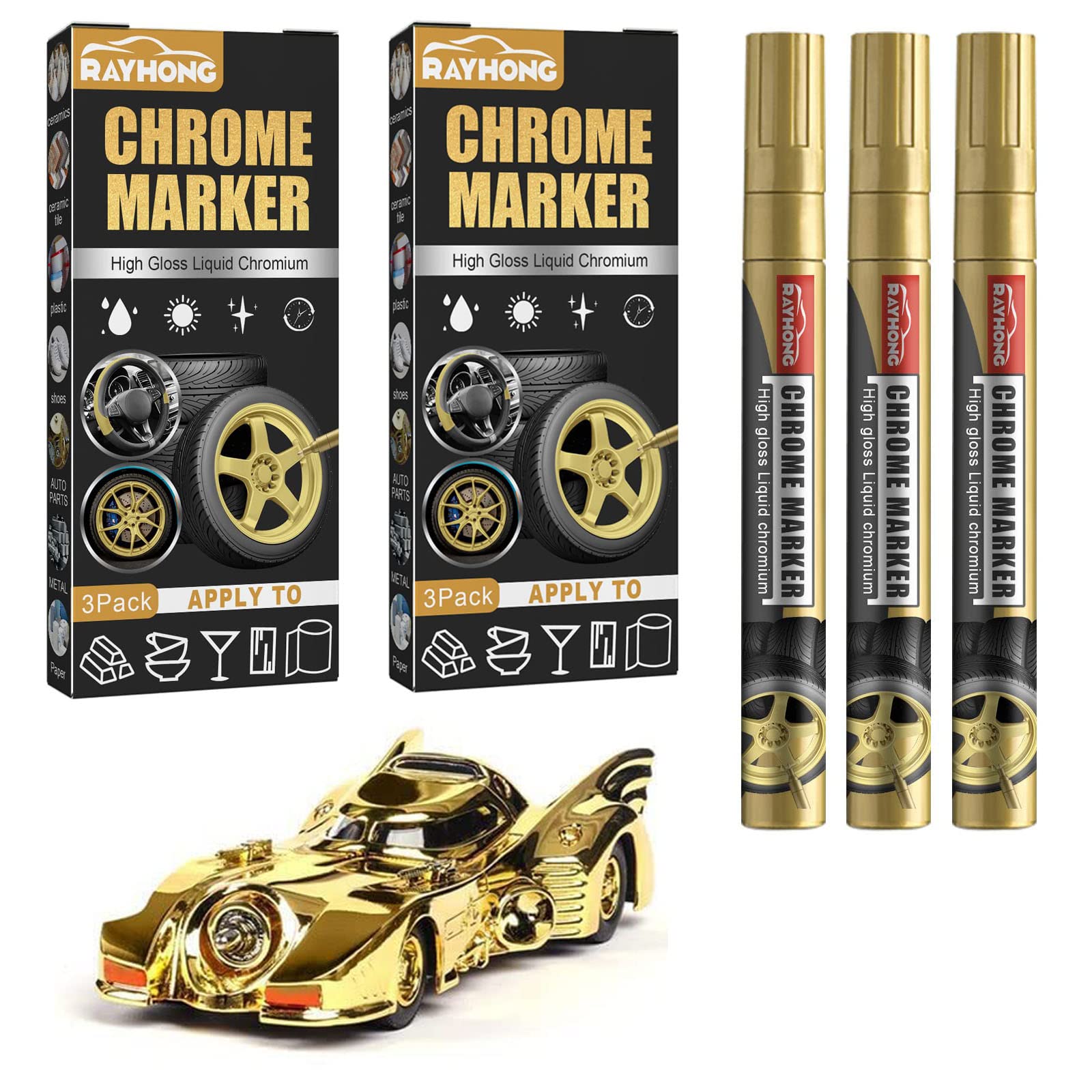 Buy Liquid Chrome Markers, Gold Permanent Reflective Mirror Liquid