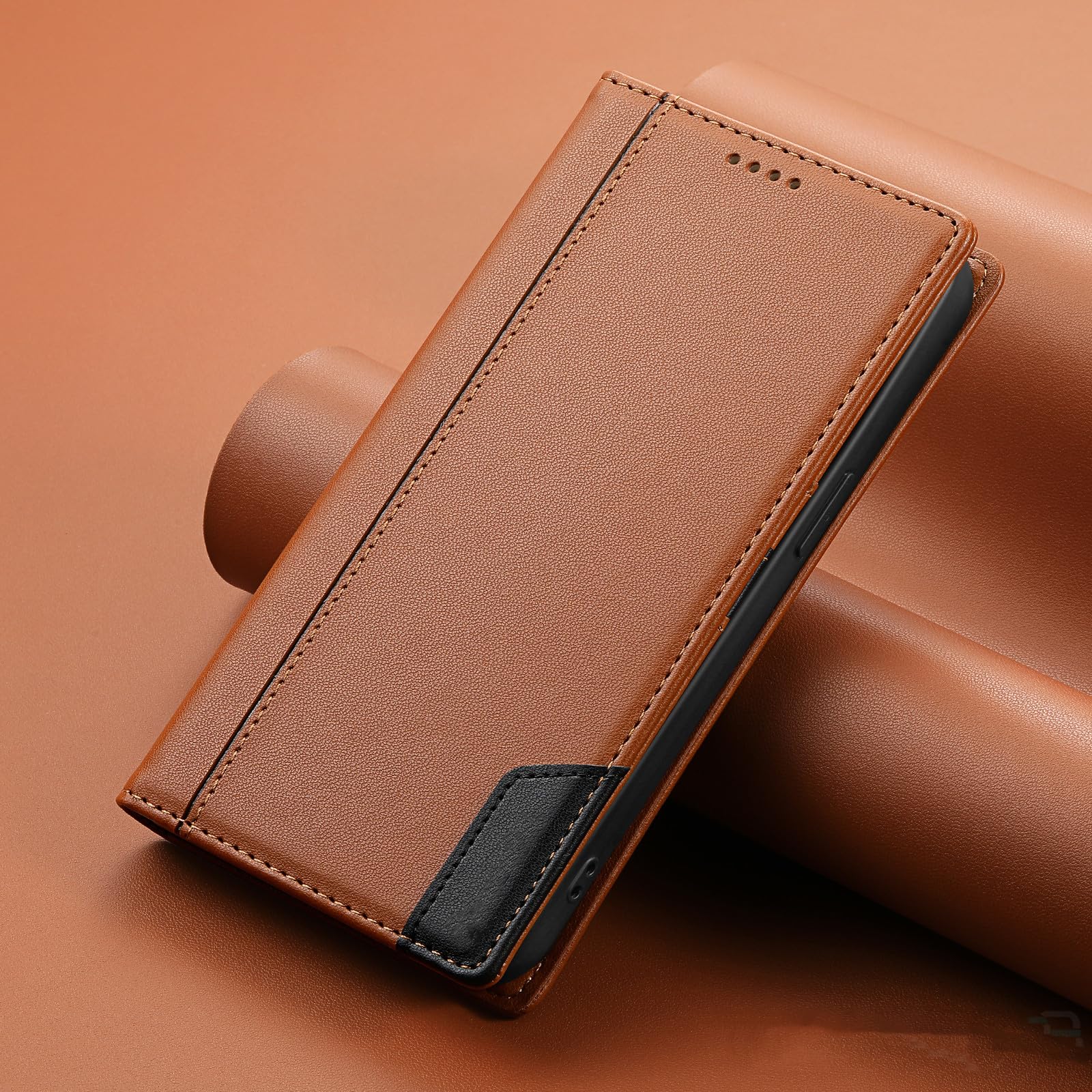 Funda Tipo Cartera magnética de Cuero con Tapa y Compartimento para Tarjetas para iPhone 17 Pro (para iPhone 17 Pro/marrón)