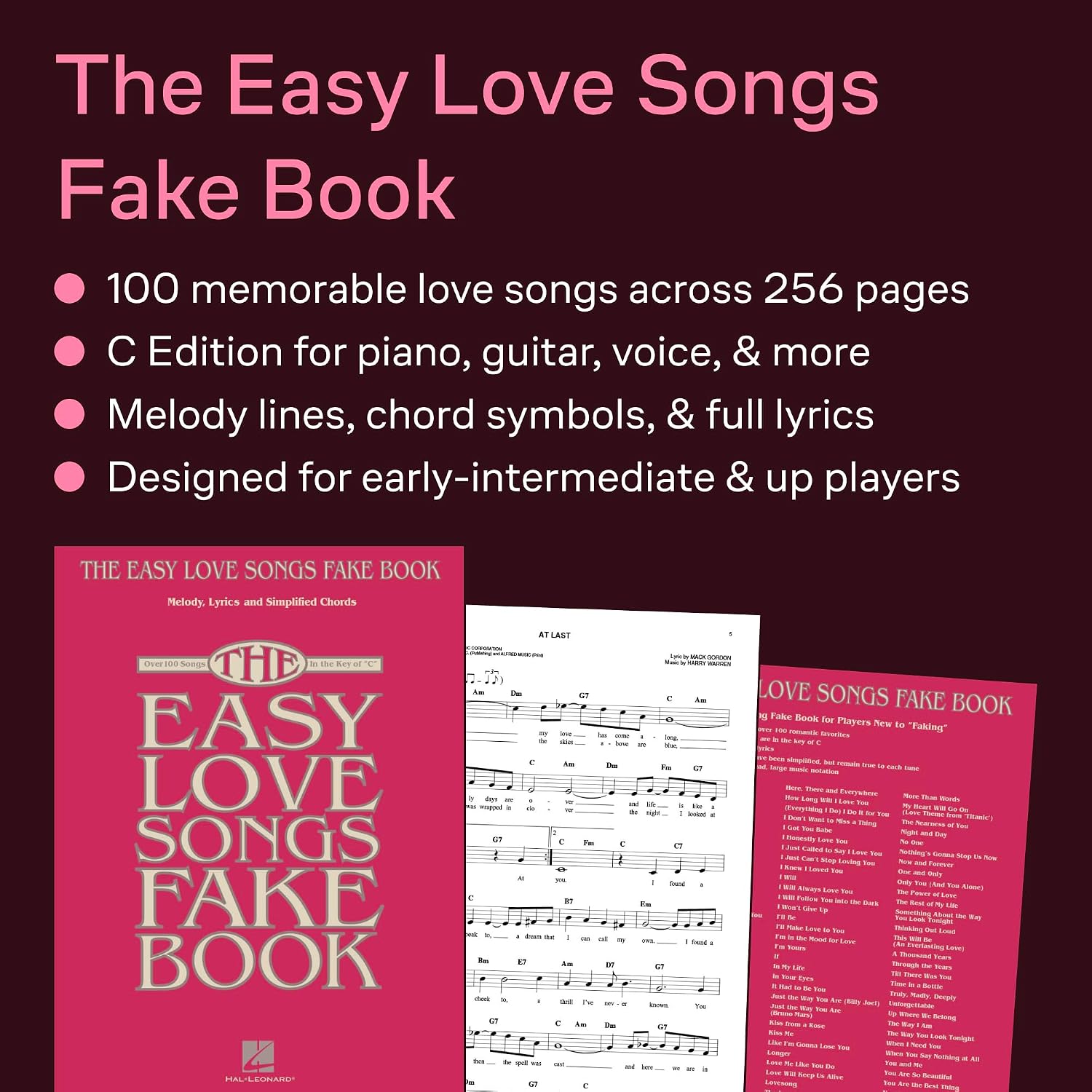 The Easy Love Songs Fake Book: Melody, Lyrics & Simplified Chords in the Key of C