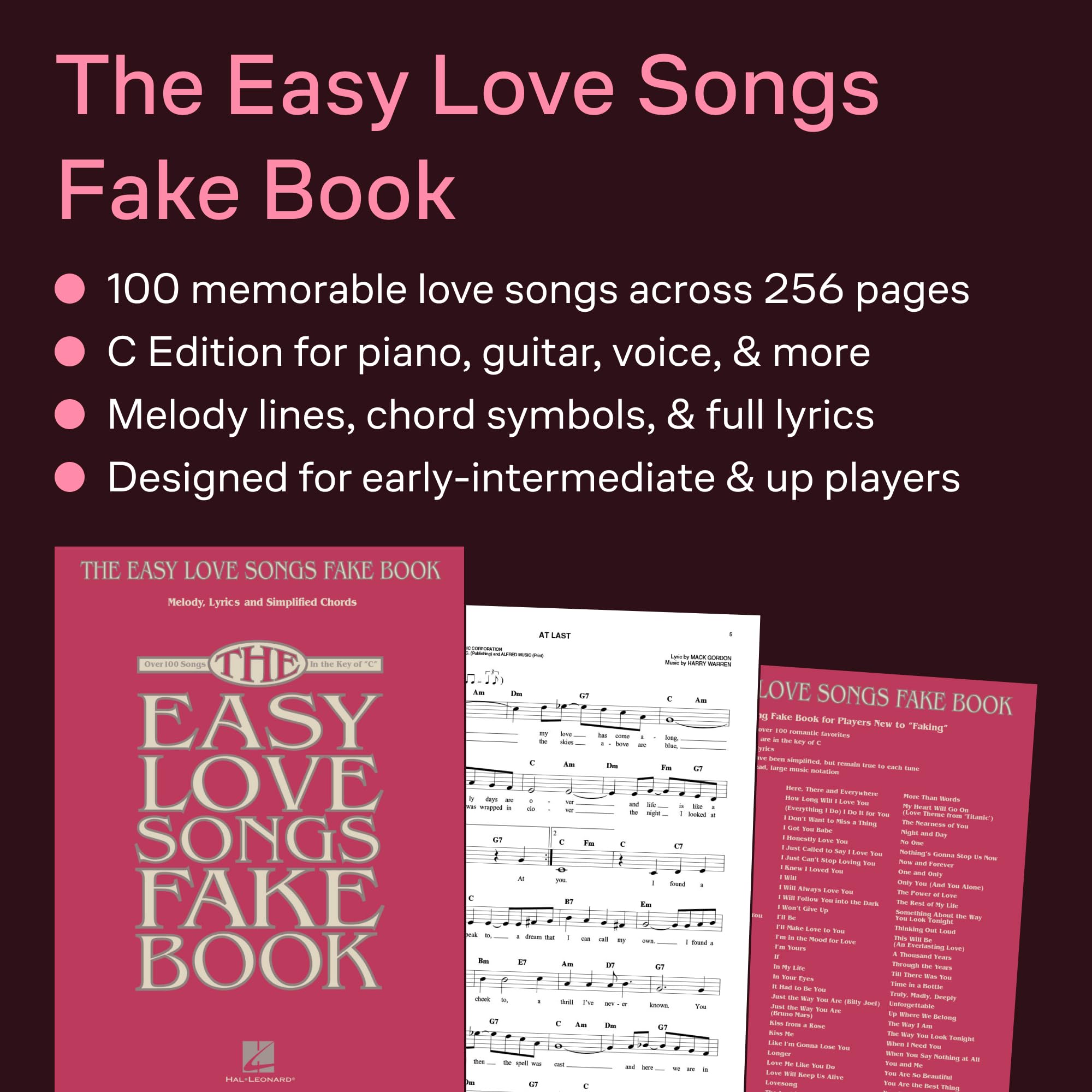 The easy love songs fake book: Melody, Lyrics & Simplified Chords in the Key of C