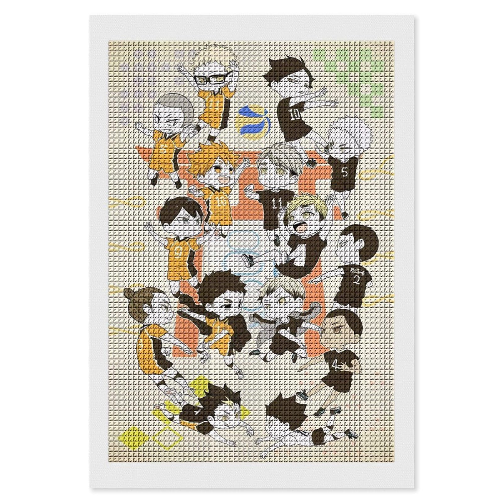 ハイキュー!!5Dダイヤモンドアートキット スクエアダイヤモンド ダイヤモンド絵 ダイヤモンド塗装キット ダイアモンドビーズ絵画キット 手芸ダイヤモンド絵画 DIY手作り絵画 ダイヤモンドペインテ 全面貼り付けタイプ 芸術品 部屋飾り 装飾画 大人と子供用8"x12"
