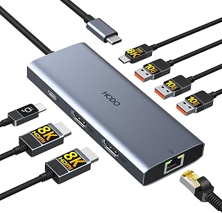 Laptop Docking Station 3 Monitor Triple 4K Display,USB C Hub with 2 HDMI 8K | USB C Docking Station Dual Monitor with 8K USB C Port,10Gbps USB 3.1*3, 100W PD, Ethernet, USB C Adapter for Hp/Dell Laptop