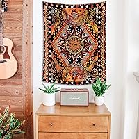 Vista 5 de Fowocu Tapiz de Sol y Luna Naranja para Colgar en la Pared, Tapices de Mandala Indie Hippie Genial, Tapiz Estético para Dormitorio Sala de Estar
