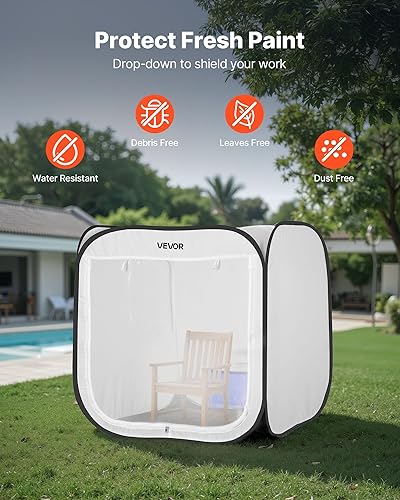 Miniatura 14 de VEVOR Cabina de pintura portátil, tienda de campaña de pintura en aerosol más grande de 10 x 7 x 6 pies con pantalla integrada de piso y malla