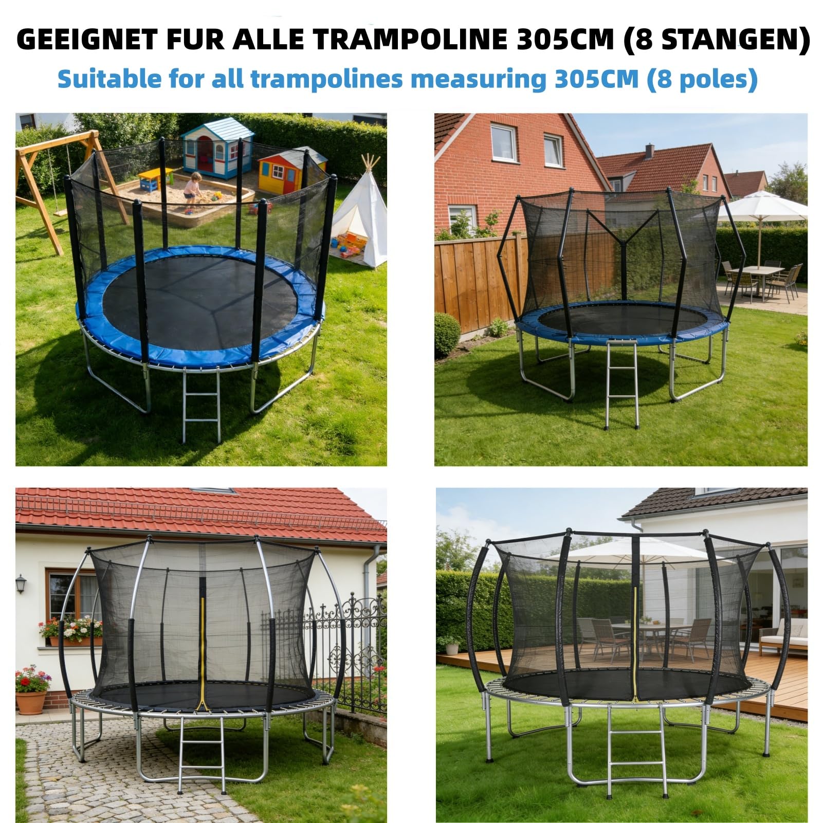 Housse de Protection pour Trampoline 10 Pouces,8 tiges,Anti-UV et imperméable – Accessoires Trampoline