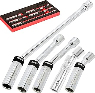 ARES 11052-5-Piece Magnetic Swivel Spark Plug Socket Set - 14mm Thin Wall Socket, 9/16 6-inch Extension Socket, and 5/8 Sockets with 4-, 6-, and 10-inch Extensions – Heavy Duty Retaining Ring