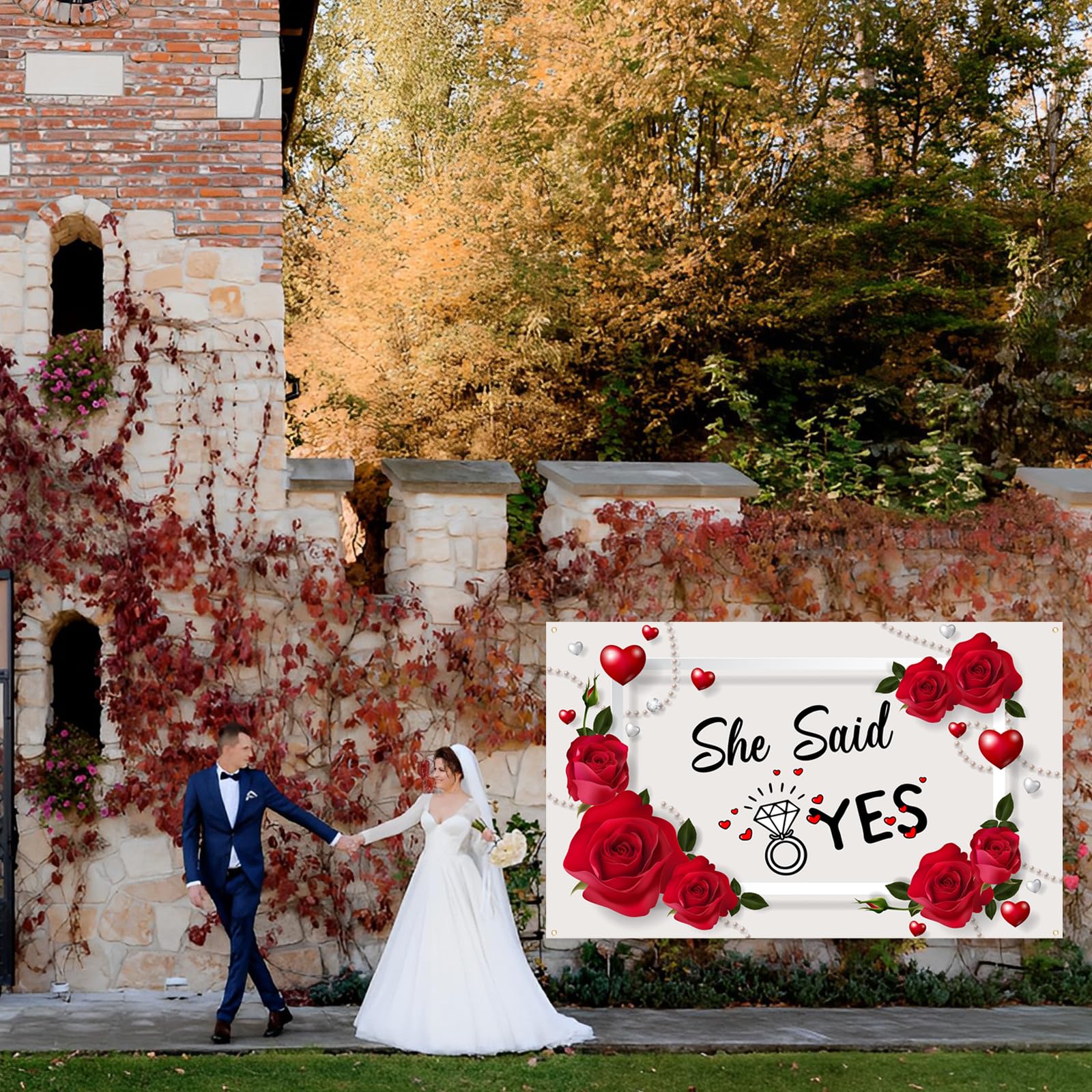 Amazon.com : Labakita She Said Yes Backdrop for Photoshoot, Engagement Party  Backdrop Sign, Bridal Shower Bachelorette Engagement Party Decoration  Supplies, Wedding Engaged Photoshoot : Electronics