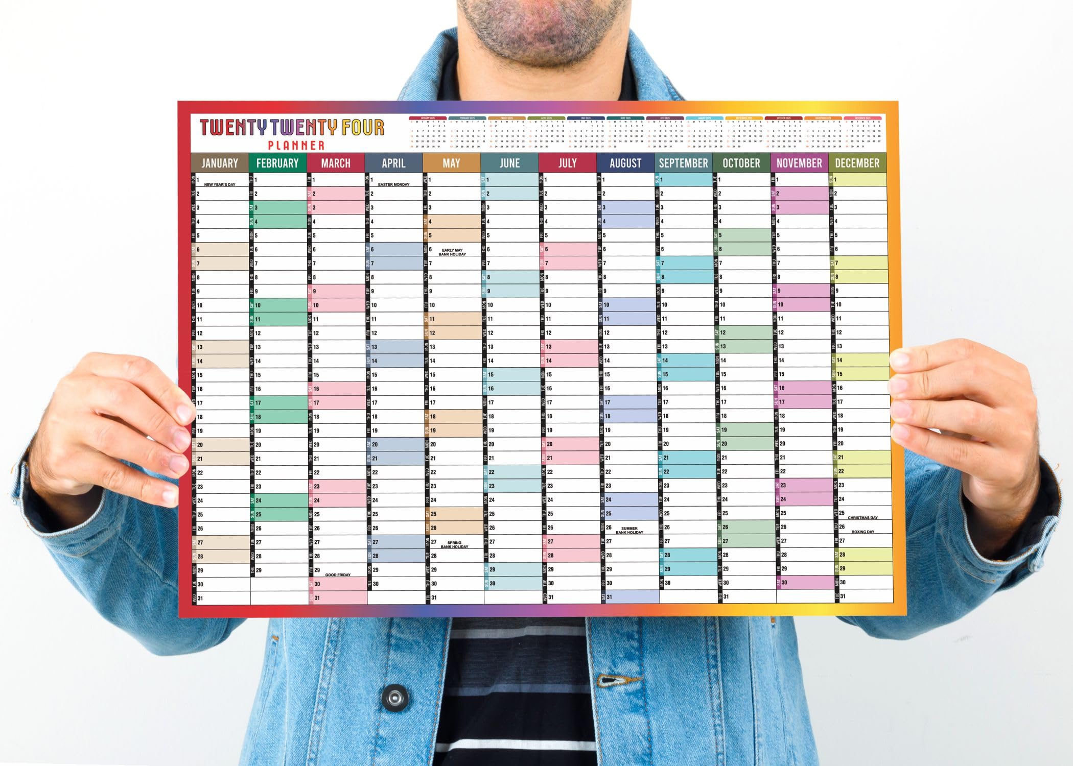 2024 Wall Planner A3 Wall Calendar Yearly Wall Planner Calendar 2024 Home Desk Office Jan to Dec Academic Wall Planner Full Year To view 2024 Calendar Planner Size (42.0 x29.7cm)