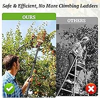 Vista 2 de Recolector de frutas, poste recolector de frutas con cesta extensible de mango largo, fácil de montar y usar, herramienta recolectora de frutas