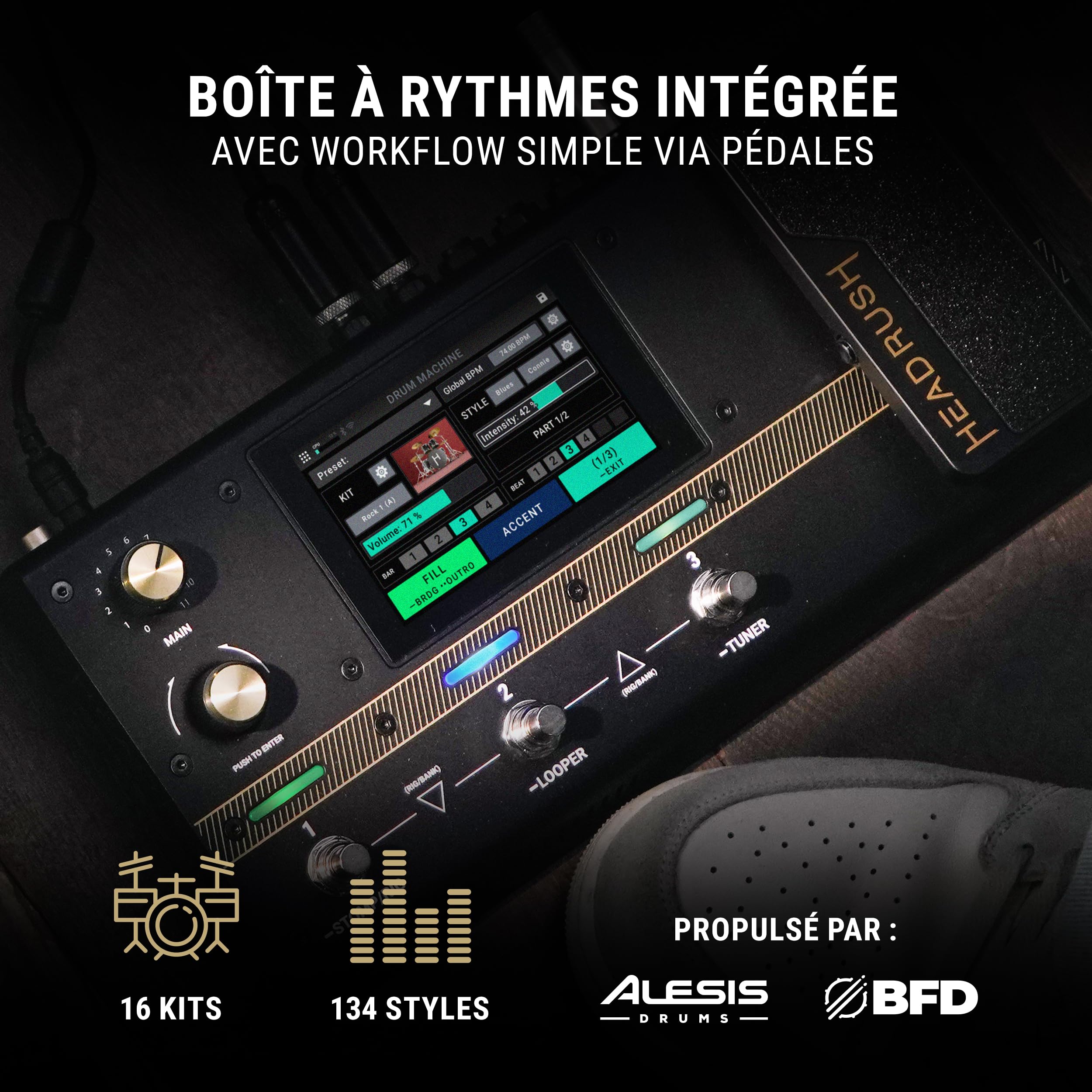 HeadRush Flex Prime Pédale Multi-Effets pour Guitare Électrique | Processeur Multi-Effets avec Cloneur d'Ampli, Looper, Interface Audio, Wi-Fi, Bluetooth, Écran Tactile et Boîte à Rythmes