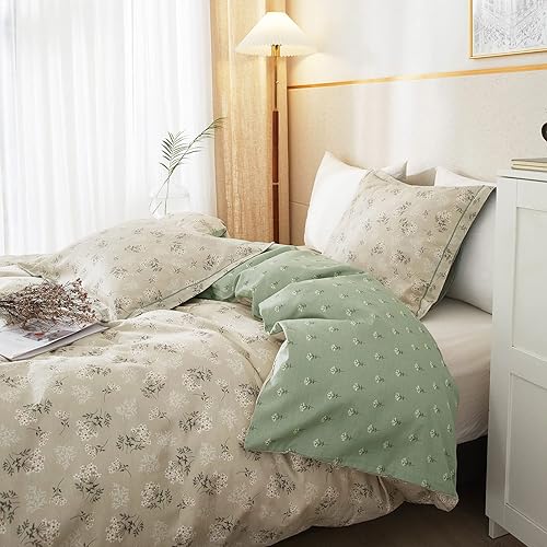 Miniatura 2 de mixinni Juego de funda de edredón con diseño floral rojo y hojas verdes tamaño Queen con cierre de cremallera, 4 lazos en las esquinas para él y