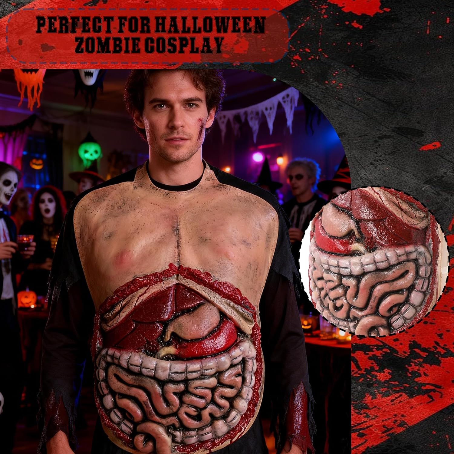 Pigmiss Halloween Scary Intestine Torso Costume Zombie Realistic Latex Fake Bloody Body Adult Horror Cosplay Dress Up Prop