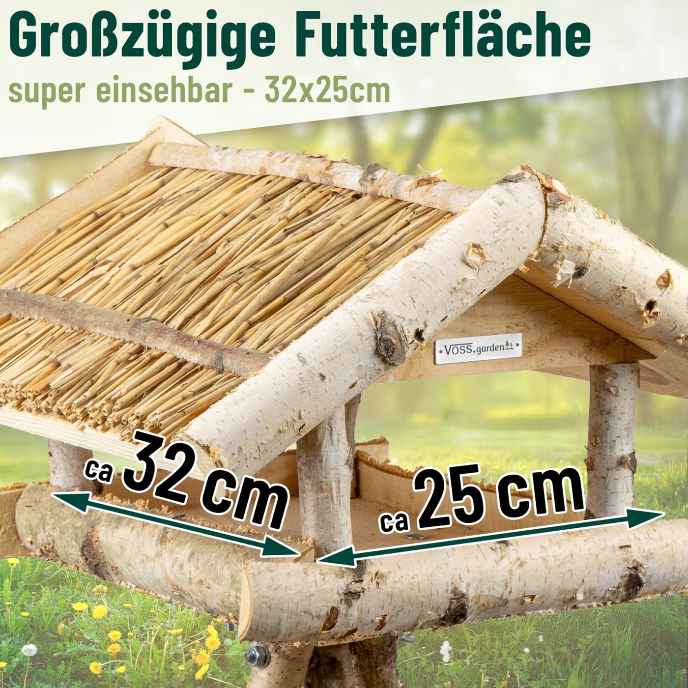 VOSS.garden Larna Vogelhaus Reetdach inklusive Ständer